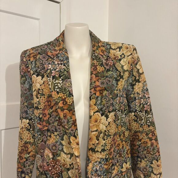 Vintage Talls by Robert California size 42 Medium Long Floral Tapestry Blazer - Picture 2 of 9